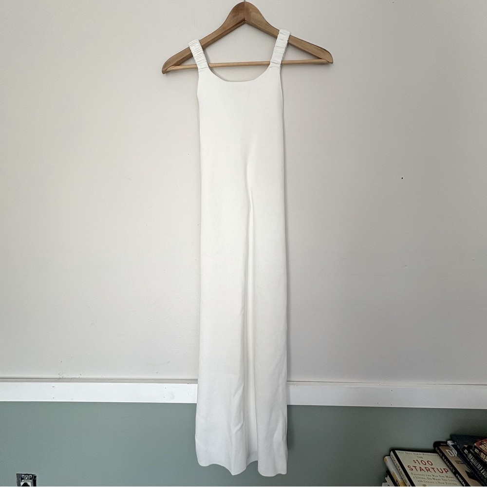 525 America knit elastic cross strap open back midi dress off white Ivory Medium
